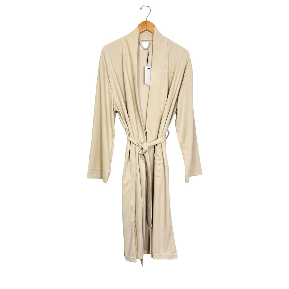 Line and Dot Waffle Knit Robe With Pockets and Self Tie Belt Size L/XL NEW - Picture 4 of 8